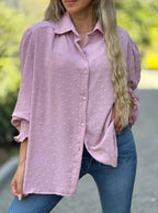 Blouse à Motif Swiss Dot avec Manches Lanterne pour Femmes | Idéal pour le Bureau et les Occasions Quotidiennes