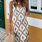 Robe Longue à Motif Ikat pour Femme | Idéale pour l'Été et les Vacances