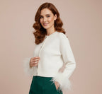 Cardigan Avec Détails Plumes Et Coupe Moderne Pour Femmes | Idéal Pour Le Quotidien