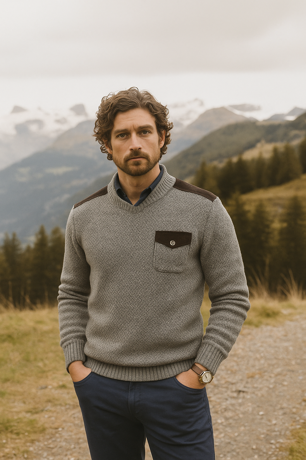 Pull À Col Rond avec Ourlets Côtelés pour Homme | Idéal pour Les Tenues Décontractées