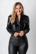 Veste Noire à Finition Scintillante pour Femme | Idéale pour les Occasions Festives
