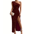 Robe Longue à Épaules Dénudées avec Fente pour Femme | Idéale pour les Soirées et Réceptions