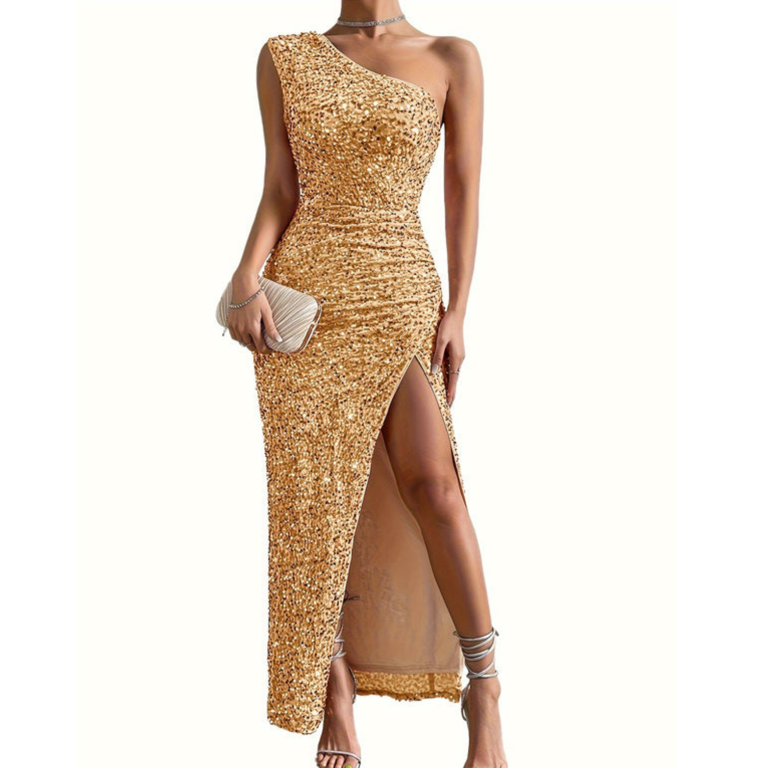 Robe Longue à Épaules Dénudées avec Fente pour Femme | Idéale pour les Soirées et Réceptions