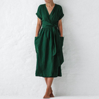 Robe Midi Portefeuille Avec Taille Ajustable Pour Femme | Idéale Pour Les Sorties Décontractées Et Occasions