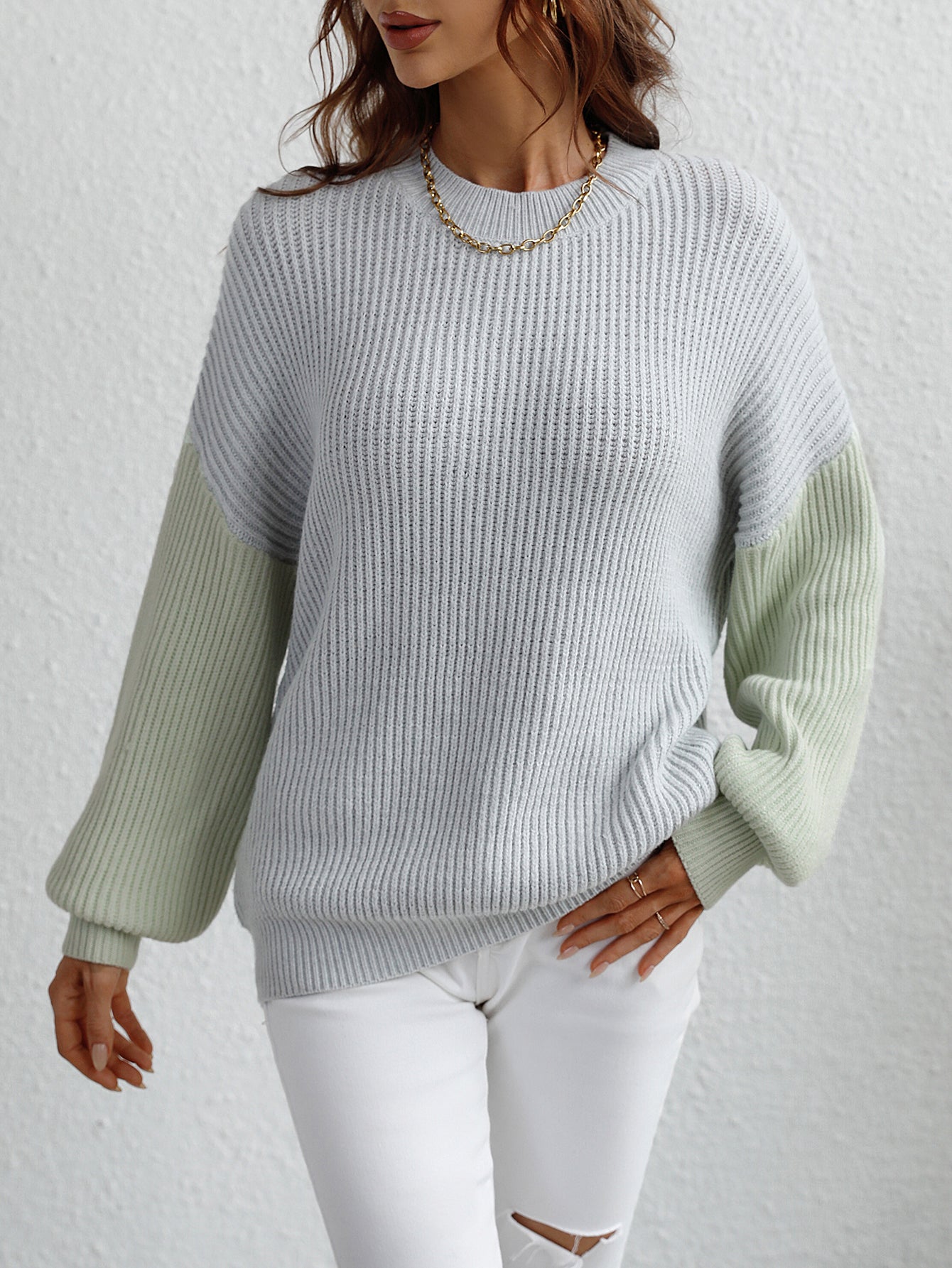 Pull À Manches Contrastantes Avec Coupe Légèrement Oversize Pour Femme | Idéal Pour Un Usage Quotidien