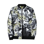 Blouson Bomber avec Imprimé Abstrait et Fermeture Zippée pour Homme | Idéal pour les Tenues Décontractées et Quotidiennes