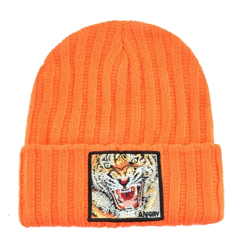 Bonnet Tricoté À Patchs Brodés pour Adulte | Idéal pour La Saison Hivernale