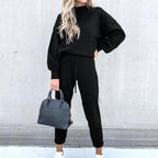 Ensemble Deux Pièces avec Haut à Manches Longues Ballon et Pantalon à Taille Ajustable pour Femme | Idéal pour un Usage Quotidien