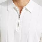 Polo à Manches Courtes avec Fermeture Zippée et Détails Rayés pour Homme | Idéal pour le Quotidien
