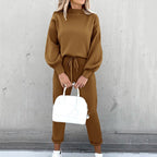 Ensemble Deux Pièces avec Haut à Manches Longues Ballon et Pantalon à Taille Ajustable pour Femme | Idéal pour un Usage Quotidien