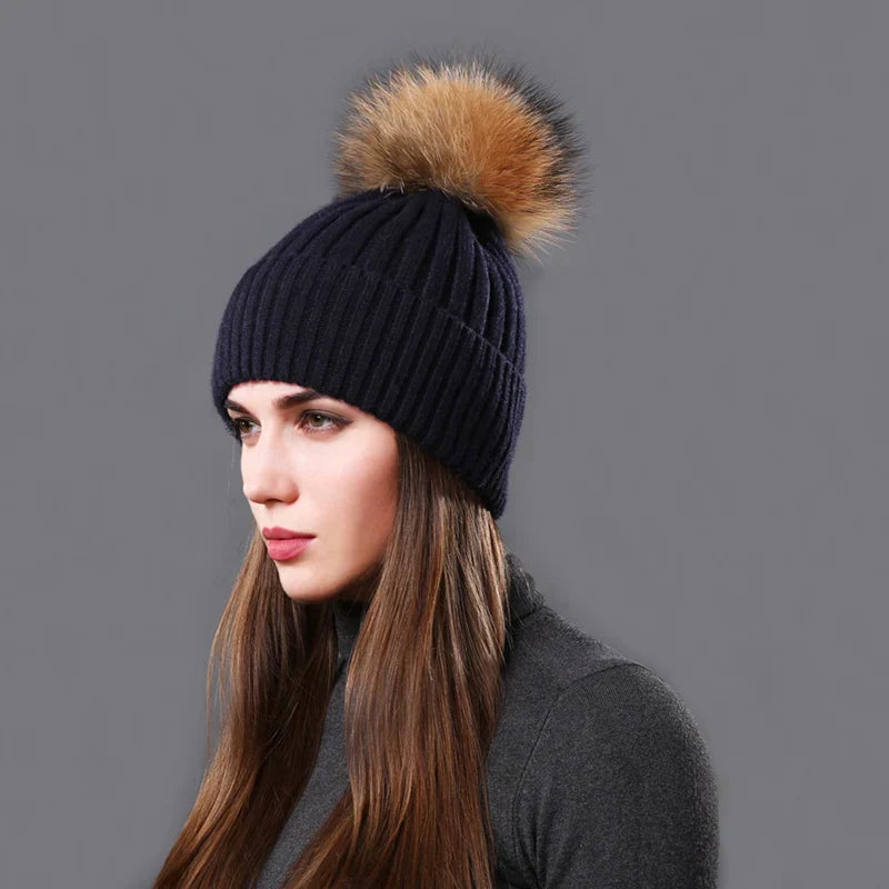 Bonnet à Revers avec Pompon pour Adultes | Idéal pour l’Hiver