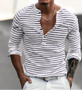 Henley À Manches Longues À Rayures pour Hommes | Idéal pour Usage Quotidien