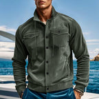 Veste Cargo Unie avec Col à Revers et Poches Multiples pour Homme | Idéale pour l’Automne et le Printemps