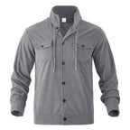 Veste Cargo Unie avec Col à Revers et Poches Multiples pour Homme | Idéale pour l’Automne et le Printemps