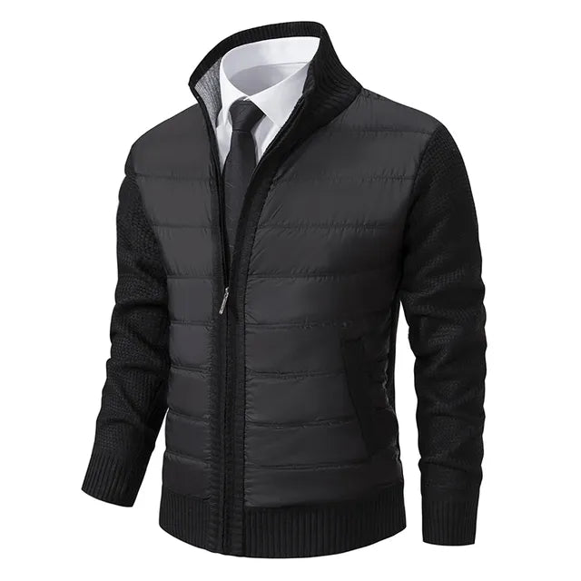 Veste Zippée Avec Corps Matelassé Et Manches En Tricot Pour Homme | Idéal Pour Mi-Saison Et Usage Quotidien