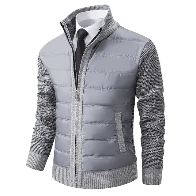 Veste Zippée Avec Corps Matelassé Et Manches En Tricot Pour Homme | Idéal Pour Mi-Saison Et Usage Quotidien