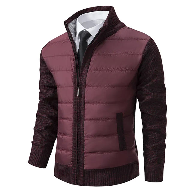 Veste Zippée Avec Corps Matelassé Et Manches En Tricot Pour Homme | Idéal Pour Mi-Saison Et Usage Quotidien