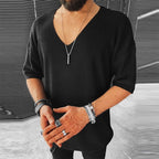 Pull à Col V à Manches Mi-Longues pour Hommes | Idéal pour le Printemps et l’Été