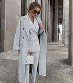 Ensemble Trois Pièces Avec Blazer Croisé Et Manteau Long Pour Femmes | Idéal Pour Tenues Professionnelles Et Occasions Formelles