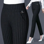 Pantalon Extensible à Rayures pour Femme avec Ceinture Élastique | Idéal pour le Quotidien et les Sorties