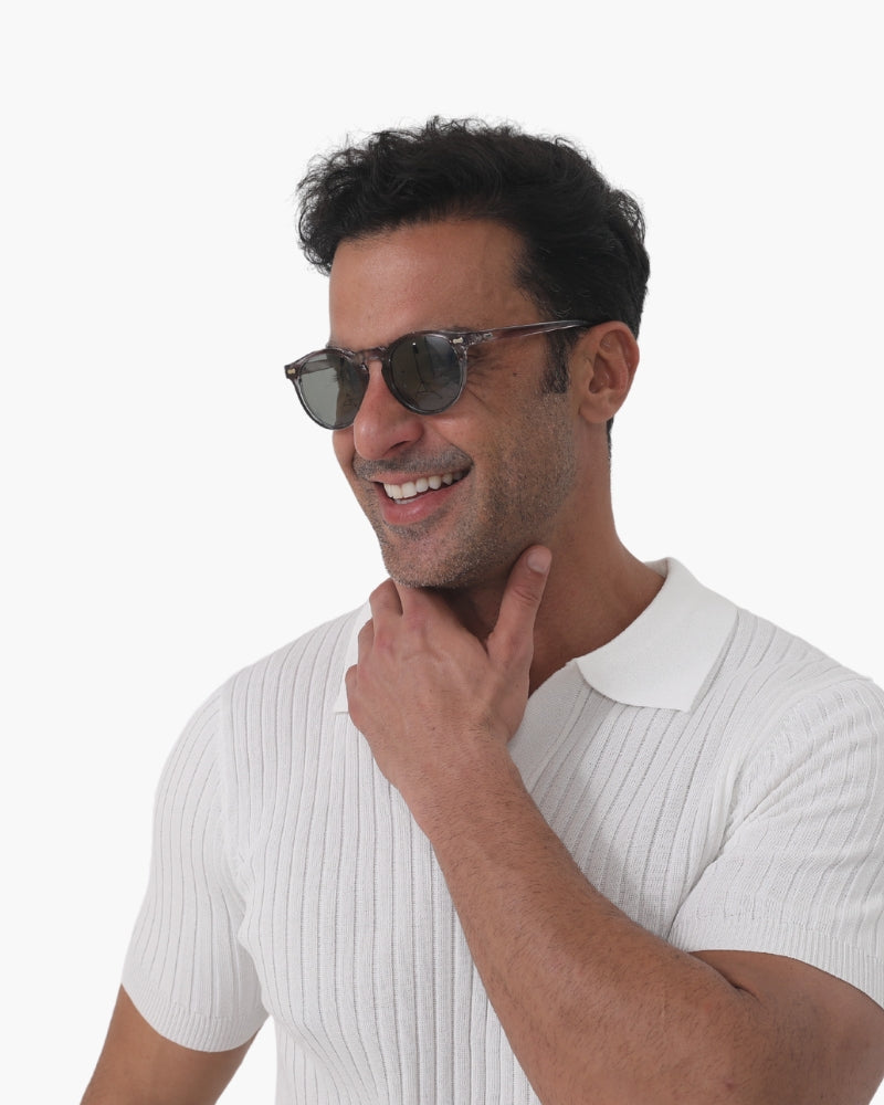 Lunettes De Soleil Rondes À Monture Semi-Transparente Pour Homme | Idéal Pour Usage Quotidien En Extérieur