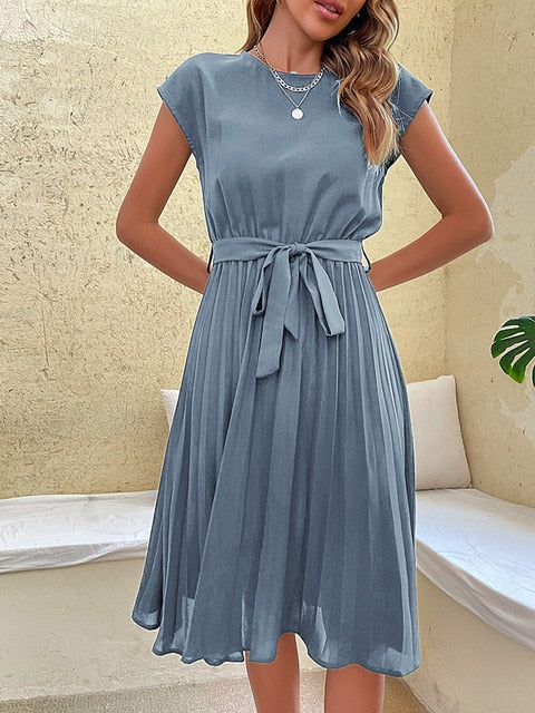 Robe D'Été À Coupe En Ligne A Avec Ceinture Pour Femme | Idéale Pour Saison Chaude Et Occasions Sociales