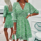 Robe à Fleurs avec Manches Bouffantes pour Femme | Idéale pour les Activités Estivales