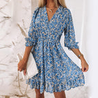 Robe à Fleurs avec Manches Bouffantes pour Femme | Idéale pour les Activités Estivales