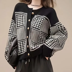 Gilet En Maille À Motif À Carreaux Avec Fermeture À Boutons Pour Femme | Idéal Pour La Superposition