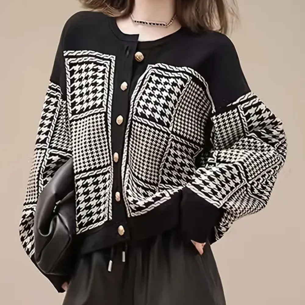 Gilet En Maille À Motif À Carreaux Avec Fermeture À Boutons Pour Femme | Idéal Pour La Superposition