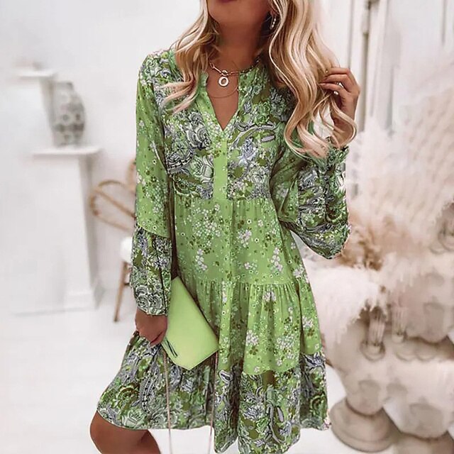 Robe De Soirée Avec Col En V Et Imprimé Floral Pour Femmes | Idéale Pour Les Occasions Toutes Saisons