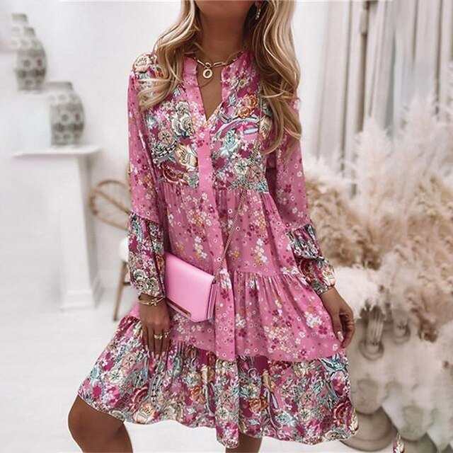 Robe De Soirée Avec Col En V Et Imprimé Floral Pour Femmes | Idéale Pour Les Occasions Toutes Saisons