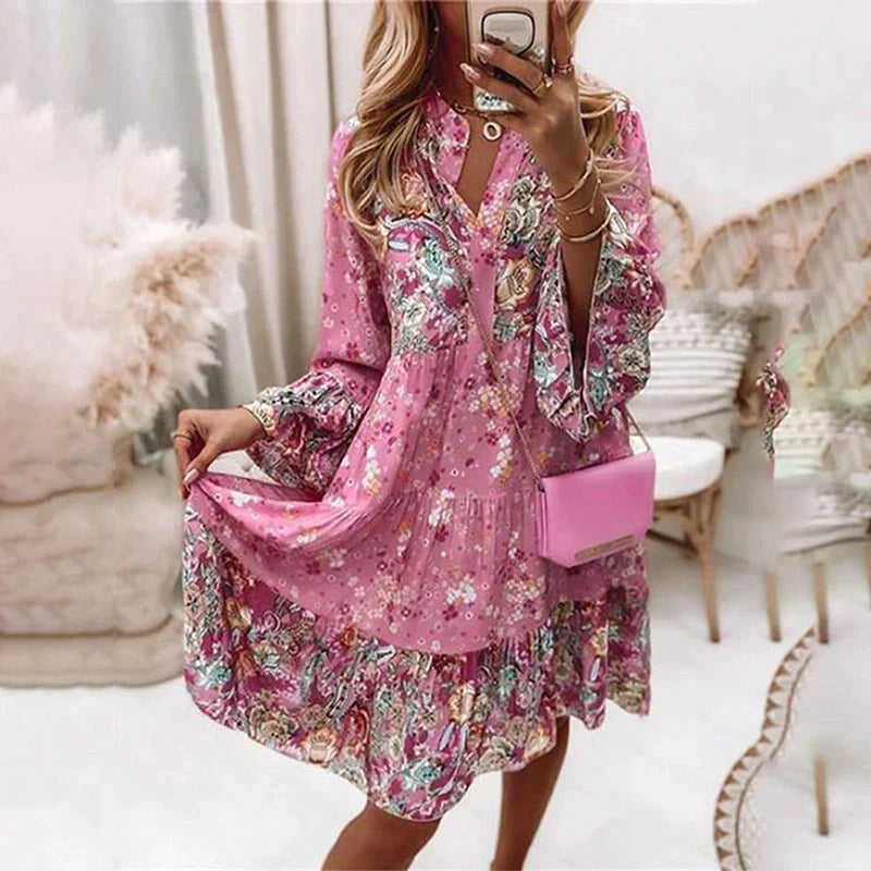 Robe De Soirée Avec Col En V Et Imprimé Floral Pour Femmes | Idéale Pour Les Occasions Toutes Saisons