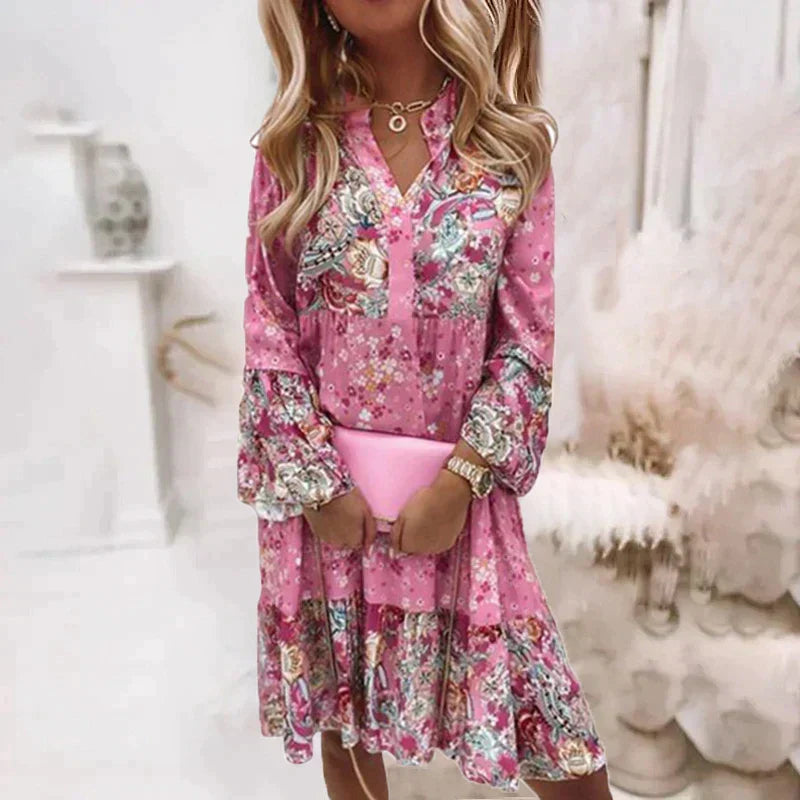 Robe De Soirée Avec Col En V Et Imprimé Floral Pour Femmes | Idéale Pour Les Occasions Toutes Saisons