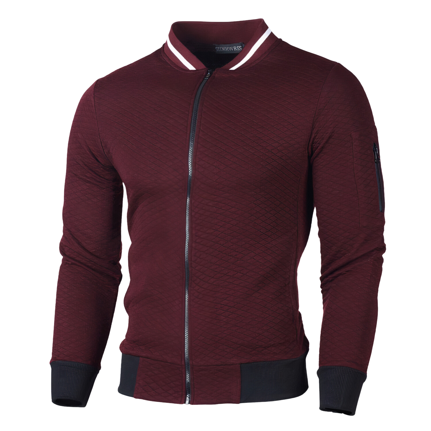 Veste Légère à Fermeture Zippée avec Motif Monochrome pour Hommes | Idéal pour Tenues Quotidiennes