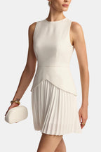 Robe Mini Avec Coupe Sans Manches Et Jupe Plissée Pour Femme | Idéal Pour Événements Et Quotidien