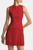 Robe Mini Avec Coupe Sans Manches Et Jupe Plissée Pour Femme | Idéal Pour Événements Et Quotidien