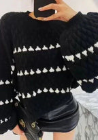 Pull à Manches Longues avec Manches Lanternes et Maille Épaisse pour Femmes | Idéal pour l’Hiver