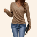 Pull Drapé À Manches Longues Avec Encolure Croisée Pour Femme | Idéal Pour Usage Quotidien