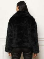Manteau à Effet Fourrure avec Col Large pour Femmes | Idéal pour l’Hiver