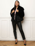 Manteau à Effet Fourrure avec Col Large pour Femmes | Idéal pour l’Hiver