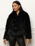Manteau à Effet Fourrure avec Col Large pour Femmes | Idéal pour l’Hiver