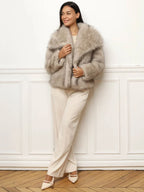 Manteau à Effet Fourrure avec Col Large pour Femmes | Idéal pour l’Hiver