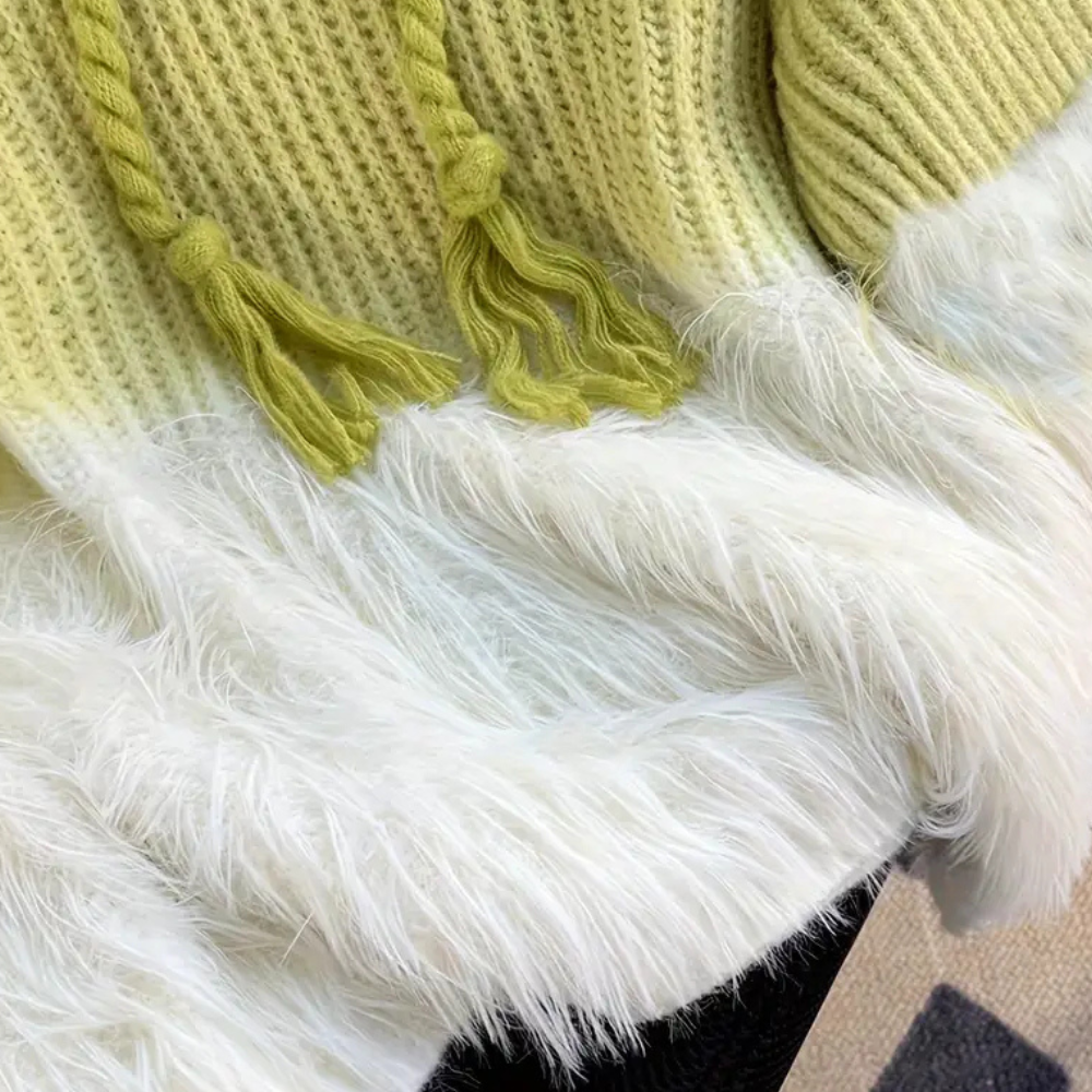 Pull En Maille Bicolore À Capuche pour Femmes | Idéal pour Les Journées Fraîches