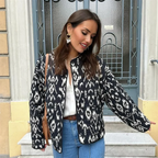 Veste à Motif Noir et Blanc avec Coupe Ample pour Femme | Idéale pour la Saison Froide