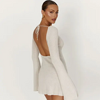 Robe Courte À Manches Évasées avec Dos À Nouer pour Femme | Idéale pour La Saison Automne
