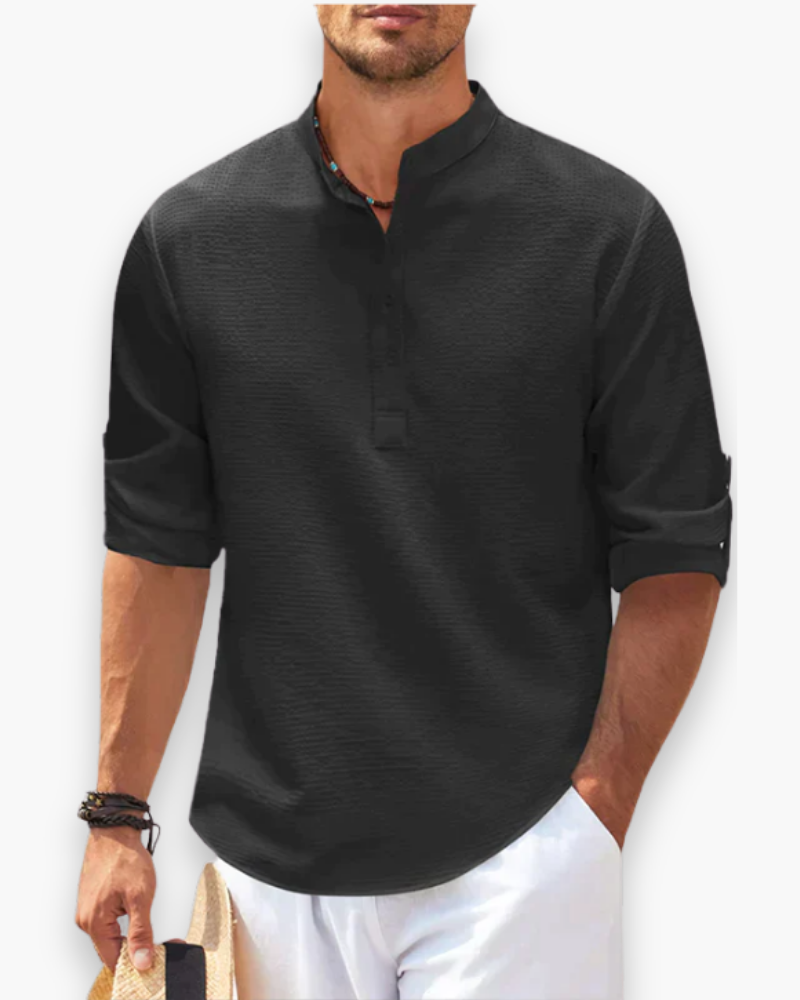 Chemise Décontractée à Manches Courtes avec Col Montant pour Homme | Idéal pour l’Été