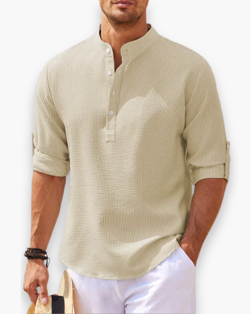 Chemise Décontractée à Manches Courtes avec Col Montant pour Homme | Idéal pour l’Été