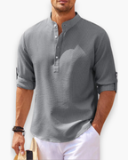 Chemise Décontractée à Manches Courtes avec Col Montant pour Homme | Idéal pour l’Été