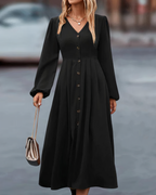 Robe Avec Manches Longues Et Col En V Pour Femmes | Idéale Pour Diverses Occasions